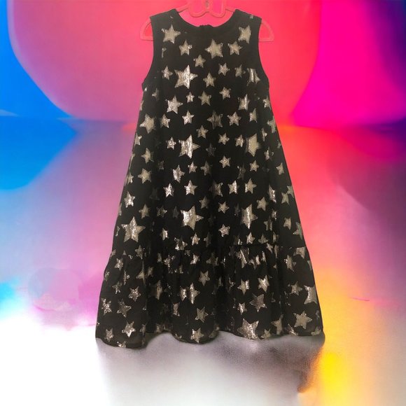 SLICE Silver Sparkly Star Pattern Sleeveless Girl Dress Made in Canada Sz 11/12 - Picture 2 of 4
